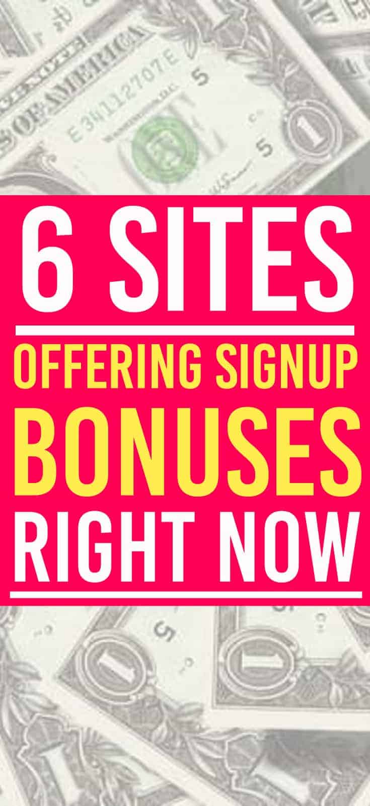 These sites are offering bonuses to sign up and use their services. | Sign up | Bonus |