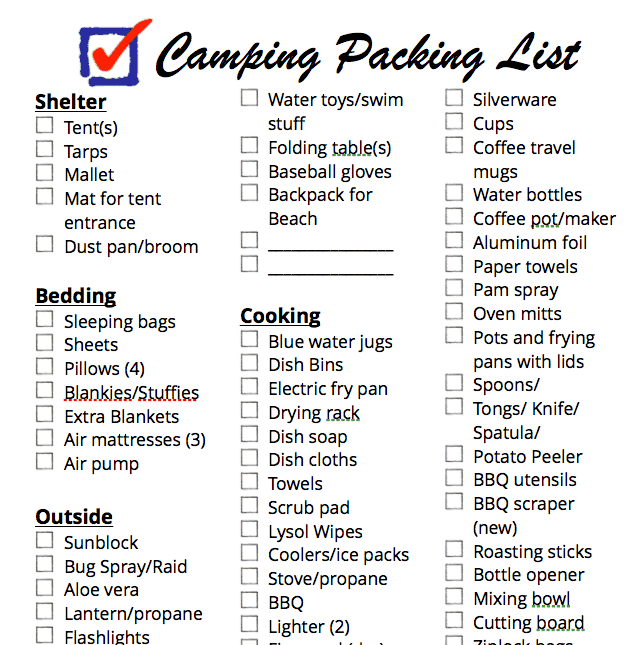 stuff for camping